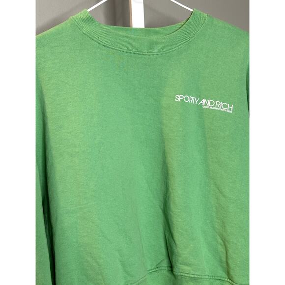 Sporty & Rich‎ Disco Logo Cropped Kelly Sweatshirt Small - Picture 10 of 13